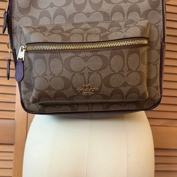Coach Brown and Tan Signature Backpack - Picture 6 of 8